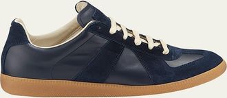Maison Margiela Mens Replica Leather Low-Top Sneakers