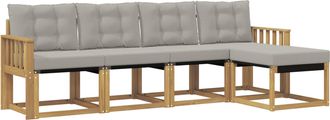 vidaXL Conjunto De Sof&aacute;s De Exterior 5 Uds. Blanco Y Gris Claro Vidaxl
