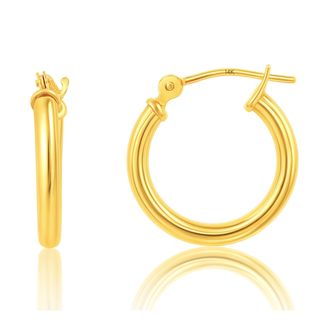 MAX + STONE Solid 10k or 14k Gold 2mm Thick Tube Hoop Earrings 12MM to 50MM