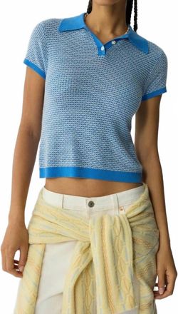 Guest In Residence Pique Shrunken Polo In Sail Combo