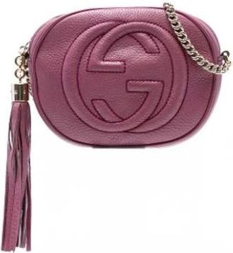 Gucci Pre-owned Cross Body Bags, female, Pink, Size: ONE SIZE Pre-owned Leather Cross Body Bag