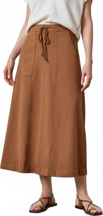 Lilla P Drawcord Paneled Skirt In Toffee