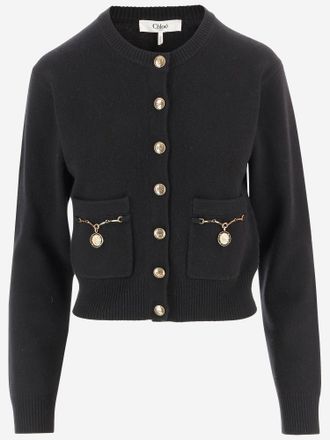 Chlo&eacute; Horse Medal Wool And Cashmere Cardigan