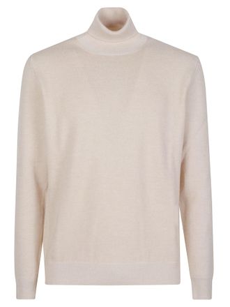Lardini Finely Knit Ribbed Virgin Wool-Cashmere Turtleneck