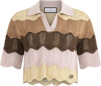Philipp Plein Gebreid Polo T-shirt - Dames - V-hals truien - Veelkleurig - L - Truien & Vesten