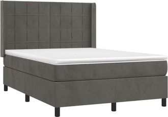 vidaXL Cama Box Spring Con Colch&oacute;n Terciopelo Gris Oscuro 140x190 Cm Vidaxl