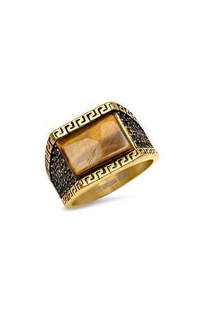 Steeltime Mens Tigers Eye Signet Ring in Gold at Nordstrom Rack, Size 12