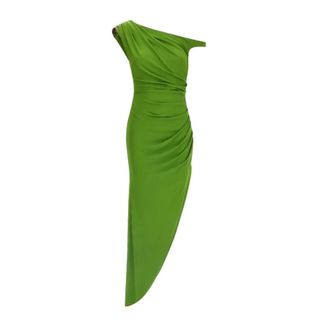 Elisabetta Franchi Party Dresses, female, Green, Size: L Draped Asymmetric Dress
