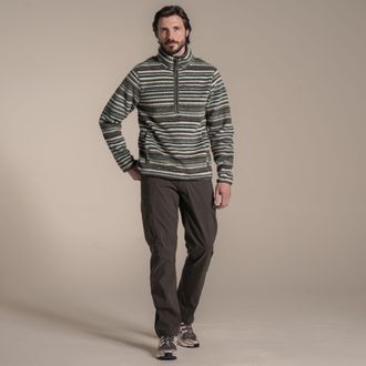 Craghoppers Heren Tatton II Contrast Gestreept Fleece Top (Bosgroen)