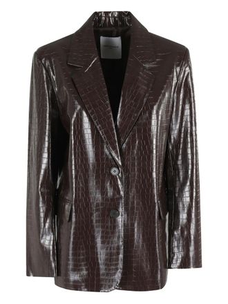 Isabelle Blanche crocodile-effect blazer - women - Polyurethane - M - Brown