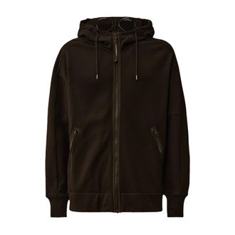 C.P. Company Zip-throughs, male, Black, Size: XL Diagonal Raised Fleece Goggle Sweatshirt