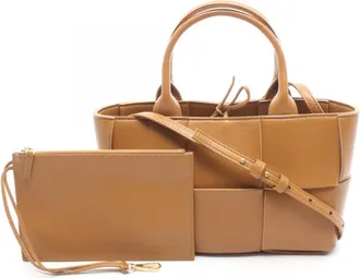 Bottega Veneta Brown Leather Handbag Pouch Tote Bag (Pre-Owned)