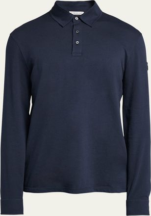 Moncler Mens Cashmere Long-Sleeve Polo Shirt