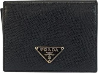 Prada Pre-owned Wallets, male, Black, Size: ONE SIZE Pre-owned Saffiano Leather Card Case
