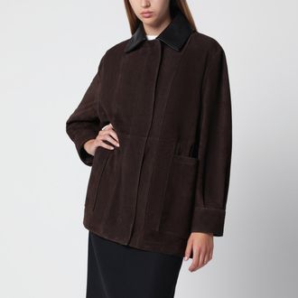 Nour Hammour Giacca Grange color Mocha in pelle scamosciata