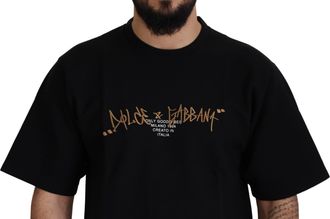 Dolce & Gabbana Mens Black Logo Cotton Crewneck T-Shirt