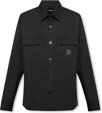 Balmain Overhemd met zakken - Heren - Casual Overhemden - Zwart - M - Katoen - Overhemden