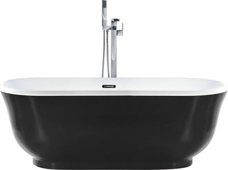 Beliani Beliani - Ba&ntilde;era Independiente De Acr&iacute;lico Negro 170 X 77 Cm Ovalado Bordes Redondeados Moderno Tesoro