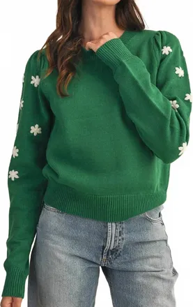Merci Danielle Crew Neck Sweater In Rosemary Green
