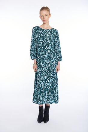 Zabaione Maxikleid ZABAIONE Dress Ar44i, Damen, Gr. XL, N-Gr, n220 emerald, Web, Obermaterial: 100% Viskose, bedruckt, lang, Rundhals, Kleider Maxikleid, Somme