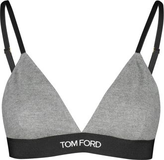 Tom Ford Logo Strap Triangelbeha - Dames - BHs - Grijs - M - Polyester - Ondergoed