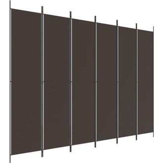 vidaXL 6-Panel Room Divider Brown 300x220 cm Fabric Vidaxl