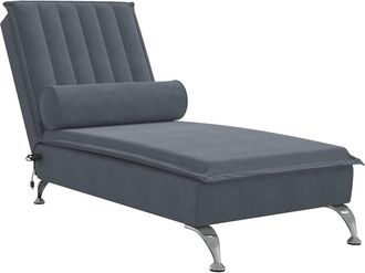 vidaXL Vidaxl - Sof&aacute; Div&aacute;n De Masaje Con Coj&iacute;n De Terciopelo Gris Oscuro