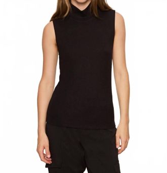 Sanctuary Essential Sleeveless Mock Neck Tank Top In Black