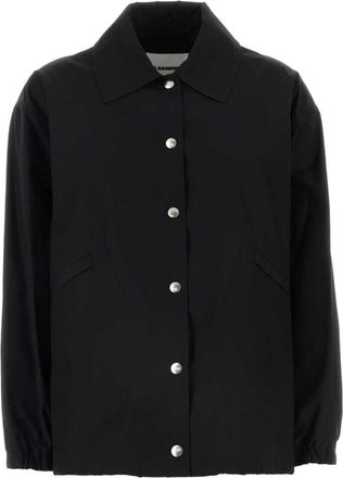 Jil Sander Stijlvolle katoenen jas - Dames - Zomerjassen - Zwart - XS - Katoen - Jassen