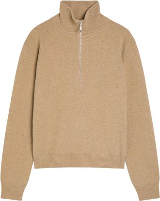 R&oacute;he Half-zip Wool-blend Jumper - Light Brown - 38 (UK10 / S)