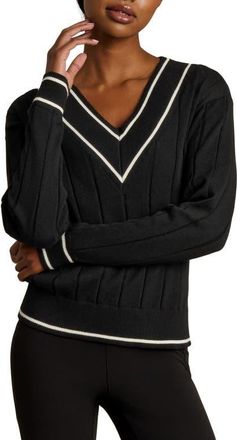 Rhone Varsity Rib Sweater in Pure Black at Nordstrom, Size X-Small