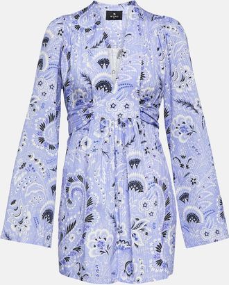 Etro V-neck printed cotton-blend minidress