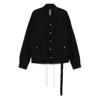 Rick Owens Light Jackets, male, Black, Size: L Black Drkshdw Jacket with Press-Stud