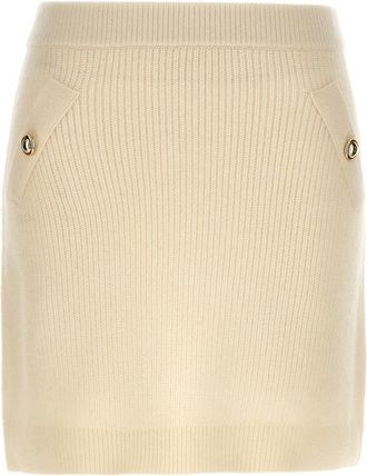 Michael Kors Gebreide Rok - Dames - Korte rokken - Wit - 2XS - Wol - Rokken