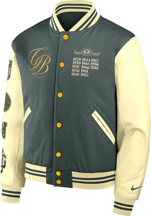 Nike Green Bay Packers Rivalries Collection Nike Mens NFL Full-Snap Varsity Jacket in Green | 05AI0L1N7T-W85
