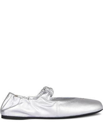 Miu Miu ruffled nappa ballet flats - Argento