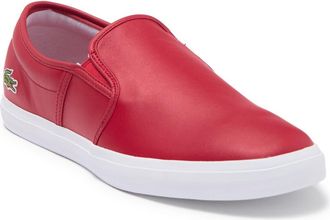 Lacoste Tatalya Leather Slip-On Sneaker in Red/wht at Nordstrom Rack, Size 11.5