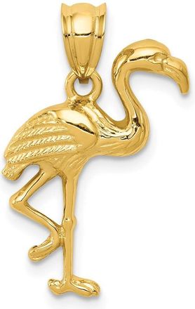 Diamond2Deal 14k Yellow Gold Solid Polished Open-Backed Flamingo Pendant