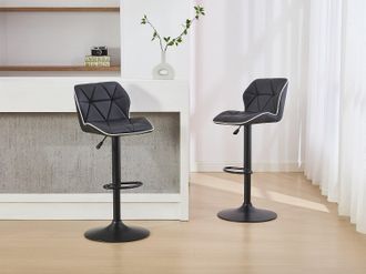 Vente-Unique Sgabello da bar Altezza regolabile in Similpelle e Acciaio Nero - Lotto di 2 - CALVIN