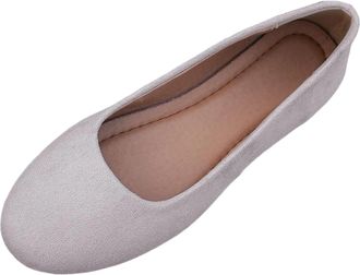 Generic Womens Ballet Shoes Casual Comfortable Pumps Shoes Round Toe Lightweight Breathable Comfortable Classic Slip On Flats Work Holiday Beige
