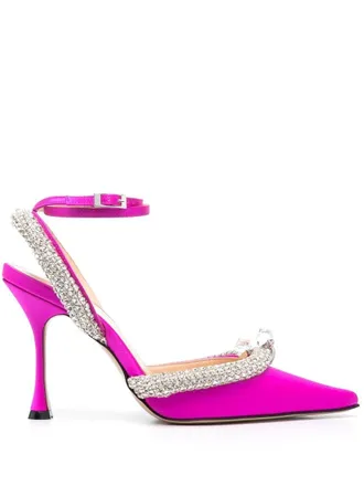 Mach & Mach Womens Crystal-Embellished Slingback Pumps