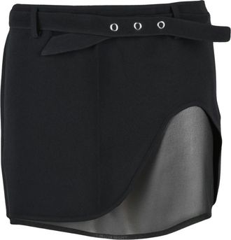 The Attico Falda Corta de Viscosa con Cintur&oacute;n - Skirts - Mujer - Negro - M