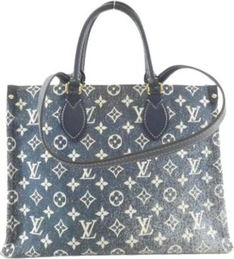 Louis Vuitton Pre-owned Vintage Denim Tote Bag - Dames - Vintage Shopper - Blauw - ONE Size - Denim - Vintage