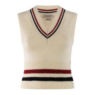 Thom Browne Jersey de punto con cuello en V - Knitwear - Mujer - Blanco - XS