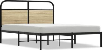 vidaXL Estructura de cama sin colchón 135x190 cm madera roble Sonoma Vidaxl