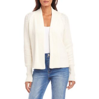 Karen Kane Rib Crop Cardigan in Off White at Nordstrom, Size X-Large