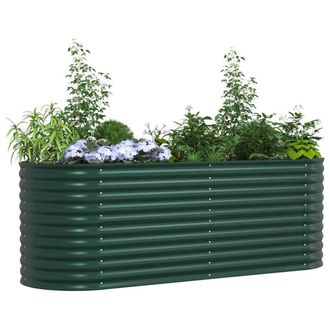 Berkfield Home Garden Raised Bed Green 240x80x81 cm Galvanised Steel | Size: 240 x 80 x 81 cm