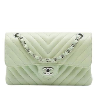 Chanel Pre-owned Vintage Classic Flap Schoudertas - Dames - Pre-owned - Groen - Maat: ONE Size Leer