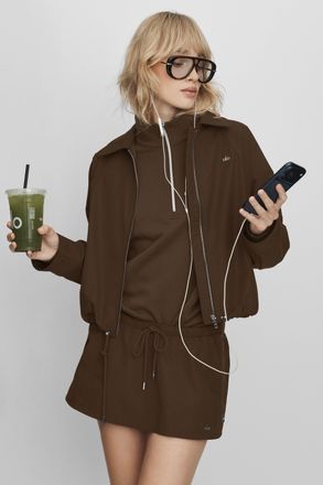 Alo | Best Bet Full Zip Jacket in Espresso, Size: Medium