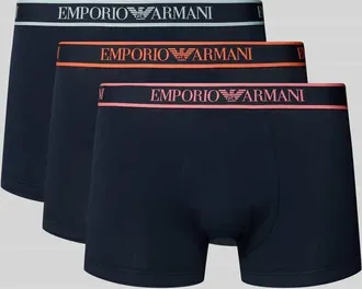 Emporio Armani Slim Fit Trunks mit Logo-Stitching im 3er-Pack in Dunkelblau, Gr&ouml;&szlig;e XXL
